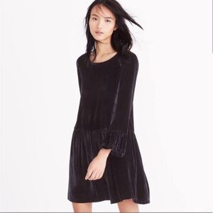 Madewell drop waist black velvet dress